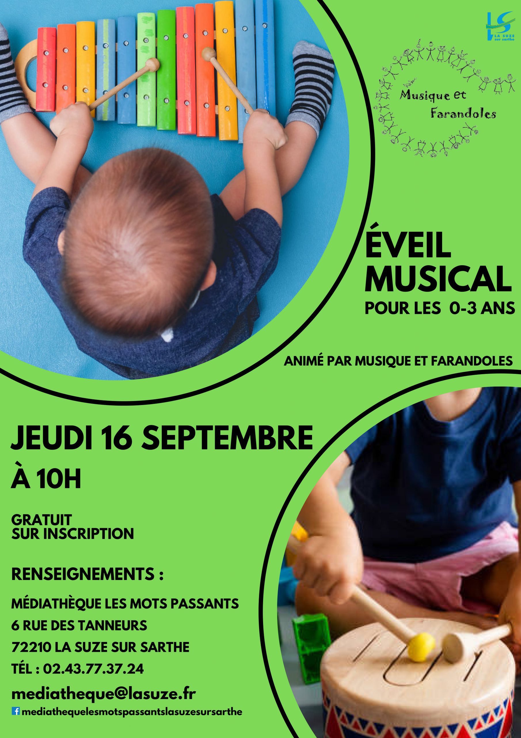 EVEIL MUSICAL 0-3 ANS A LA MEDIATHEQUE - La Suze sur Sarthe